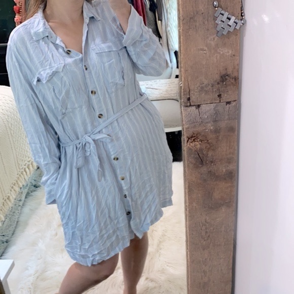 Time and Tru blue striped shirt dress size XLarge new with tags - Picture 3 of 8